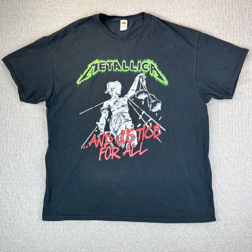 Metallica And Justice For All Black Graphic T Shirt‎ Size XL Fruit of the Loom